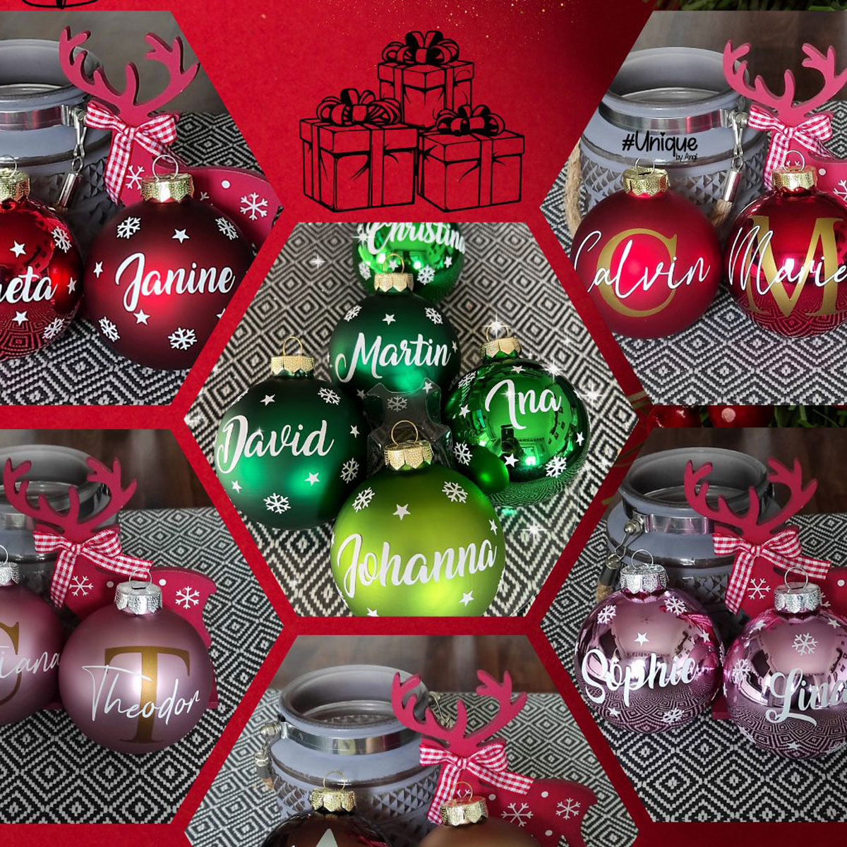 Bedruckte Christbaumkugeln nach Wünschen angefertigt