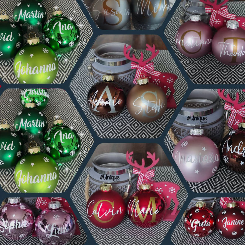 Bedruckte Christbaumkugeln nach Wünschen angefertigt