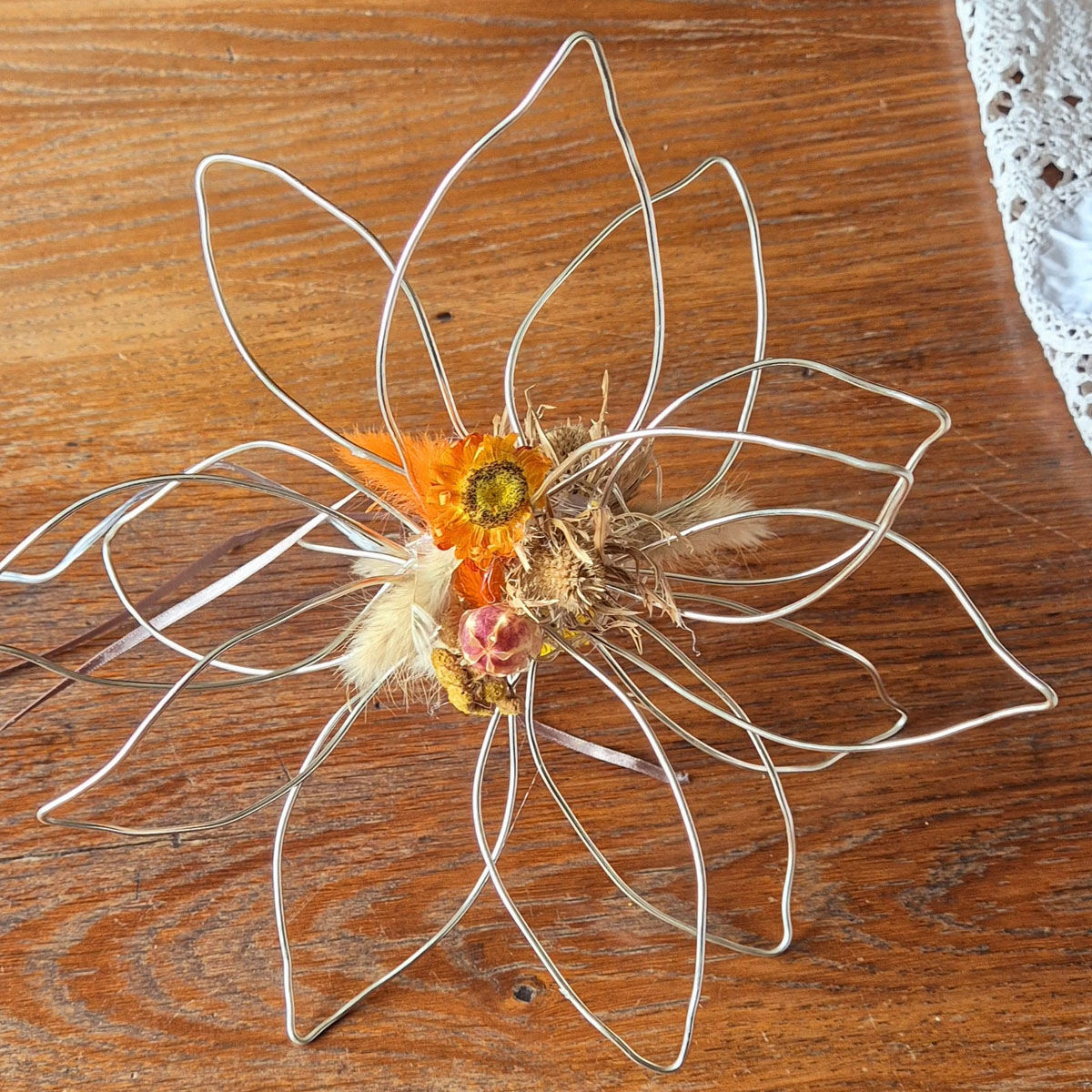 Draht Deko Blüte aus Aluminiumdraht 2